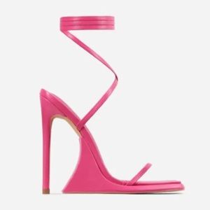 Pink lace up heel